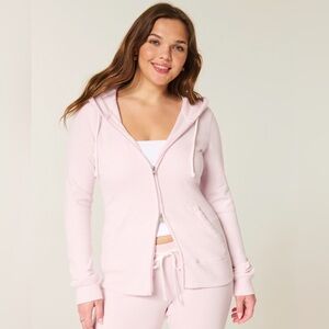 Hollister Zip-Up Hoodie Light Lilac Size L